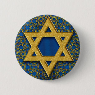 Bóton Redondo 5.08cm Estrela de David, Presente de Feriado de Hanukkah