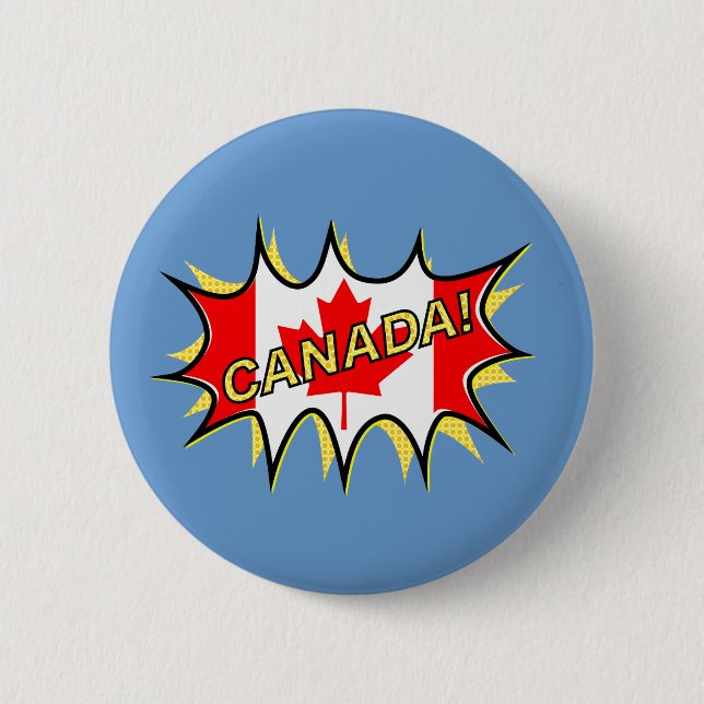 Bóton Redondo 5.08cm Estrela de Estilo de Comic do Kapow Flag Canadá (Frente)