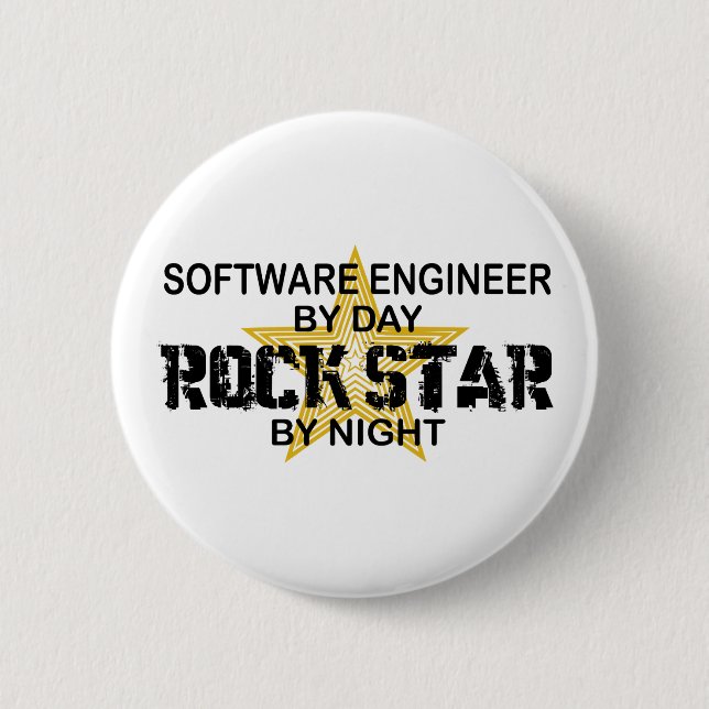 Bóton Redondo 5.08cm Estrela do rock da Software Engineer em a noite (Frente)