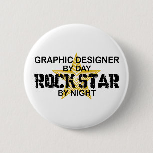 Bóton Redondo 5.08cm Estrela do rock do designer gráfico