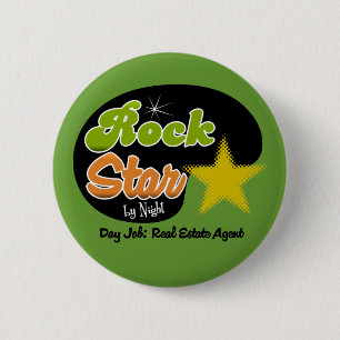 Bóton Redondo 5.08cm Estrela do rock em a noite - mediador imobiliário