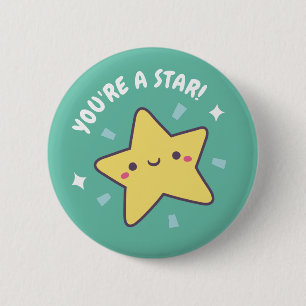 Bóton Redondo 5.08cm Estrela Fofa Doodle