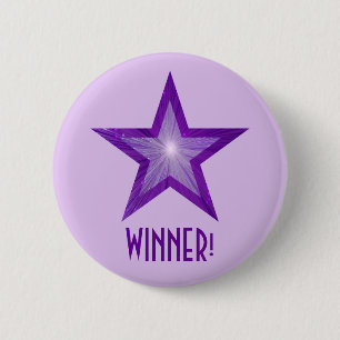 Bóton Redondo 5.08cm Estrela Roxa 'WINNER'! púrpura de botão