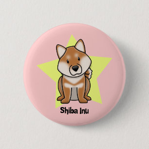 Bóton Redondo 5.08cm Estrela Shiba Inu de Kawaii