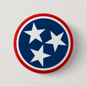 Bóton Redondo 5.08cm Estrelas brancas da bandeira do Tennessee