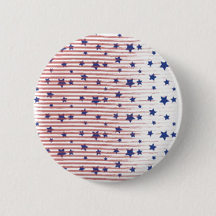 Bóton Redondo 5.08cm Estrelas de Arte de Bandeira Americanas e Strips C