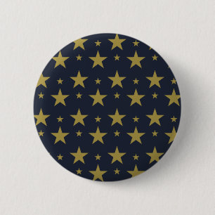 Bóton Redondo 5.08cm Estrelas do ouro em azul Marinho - Elegante e Eter