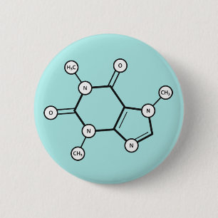 Bóton Redondo 5.08cm estrutura molecular da cafeína