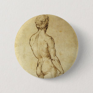 Bóton Redondo 5.08cm Estudo da estátua de Davi de Michelangelo por Rafa