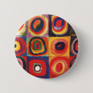 Bóton Redondo 5.08cm Estudo de cor de Kandinsky Quadrados Círculos Arte