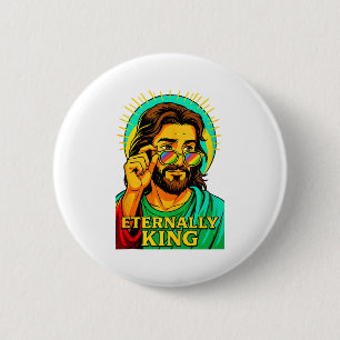 Bóton Redondo 5.08cm Eternamente Rei Jesus Cristão Anime Manga Po