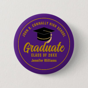 Bóton Redondo 5.08cm Etiqueta de Nome de Graduado Personalizada em Dour