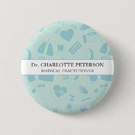 Bóton Redondo 5.08cm Etiqueta Personalizada com Nome de Médico Elemento