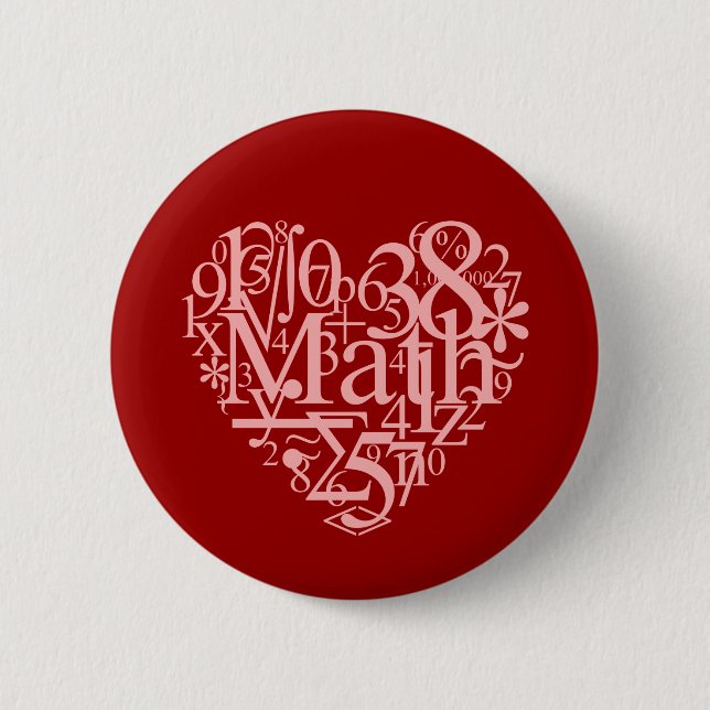 Bóton Redondo 5.08cm Eu Adoro Botão de Matemática (Frente)