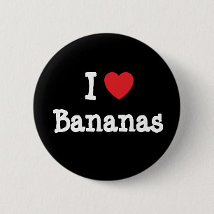 Bóton Redondo 5.08cm Eu adoro Camiseta do coração de Bananas