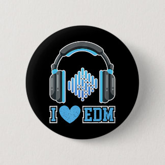 Bóton Redondo 5.08cm Eu adoro festas EDM e festivais Fones de ouvido DJ