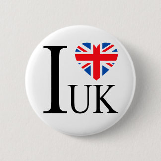 Bóton Redondo 5.08cm Eu adoro o Excelente britânico British Flag Heart