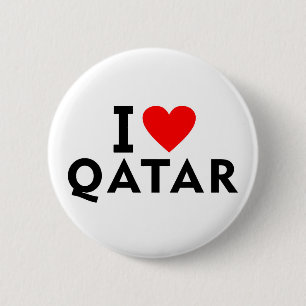 Bóton Redondo 5.08cm Eu adoro o Qatar como turismo de viagem cardíaco