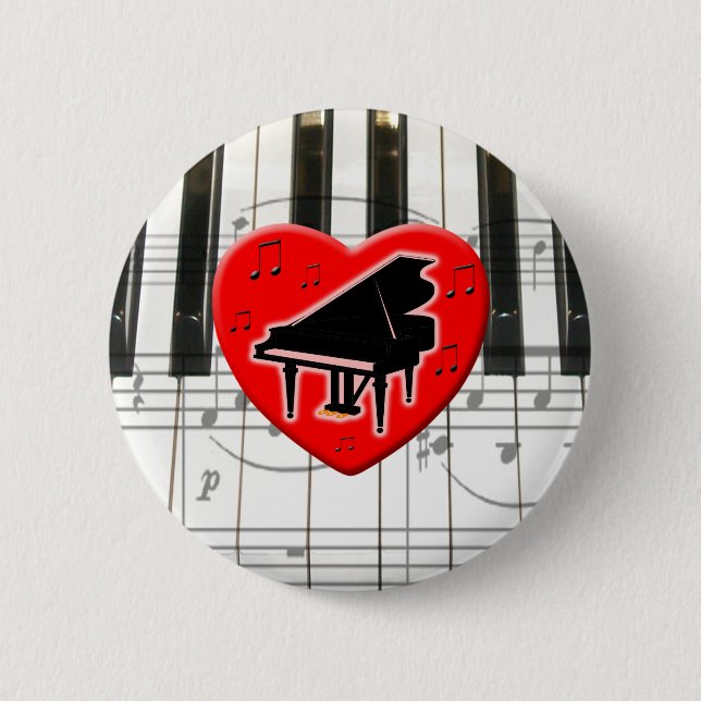 Bóton Redondo 5.08cm Eu Adoro Piano (Frente)