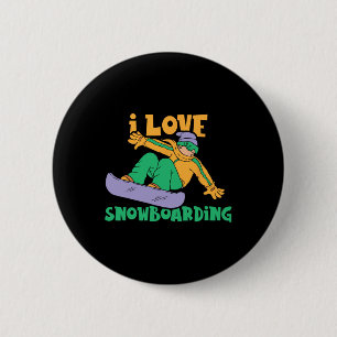 Bóton Redondo 5.08cm Eu Adoro Snowboard Lover Snowboard Snowboarder