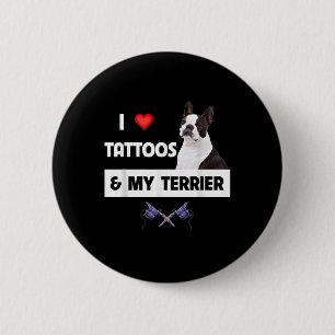 Bóton Redondo 5.08cm Eu Adoro Tatuagens E Meu Cachorro Collie Da Fronte