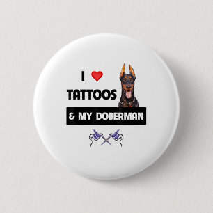Bóton Redondo 5.08cm Eu Adoro Tatuagens E Minha Tatuagem De Cachorro Do