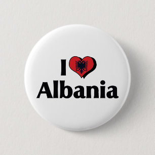 Bóton Redondo 5.08cm Eu Amo a Bandeira da Albânia