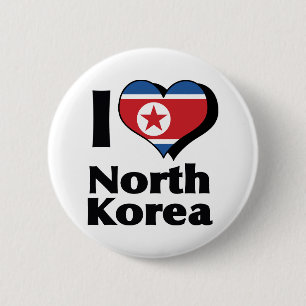 Bóton Redondo 5.08cm Eu Amo a Bandeira da Coreia do Norte