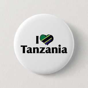 Bóton Redondo 5.08cm Eu Amo a Bandeira da Tanzânia