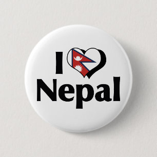 Bóton Redondo 5.08cm Eu amo a bandeira do Nepal