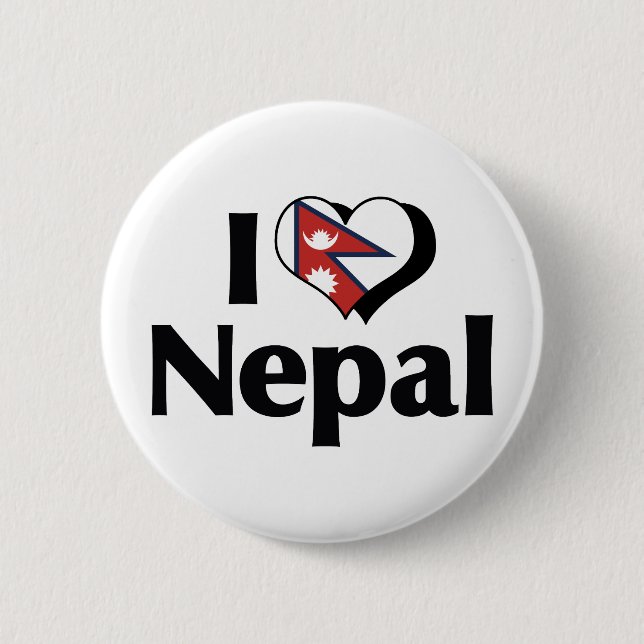 Bóton Redondo 5.08cm Eu amo a bandeira do Nepal (Frente)