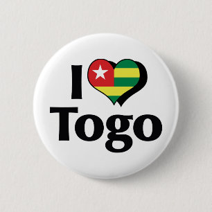 Bóton Redondo 5.08cm Eu Amo a Bandeira do Togo