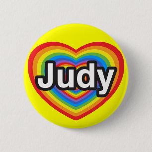 Bóton Redondo 5.08cm Eu amo a Judy. Eu te amo, Judy. Coração