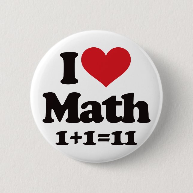 Bóton Redondo 5.08cm Eu amo a matemática! (Frente)