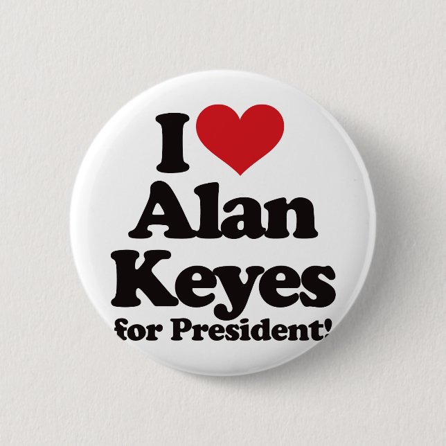 Bóton Redondo 5.08cm Eu amo Alan Keyes para o presidente (Frente)