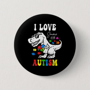 Bóton Redondo 5.08cm Eu Amo Alguém Com Autismo Família Coração T Rex Di