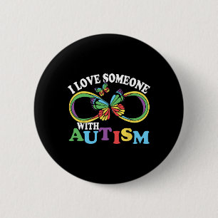 Bóton Redondo 5.08cm Eu Amo Alguém Com Autismo Sensibilização Borboleta