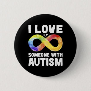 Bóton Redondo 5.08cm Eu Amo Alguém Com Consciência do Autismo Arco-íris