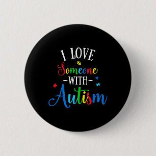 Bóton Redondo 5.08cm Eu Amo Alguém Com Consciência do Autismo Homens Mu
