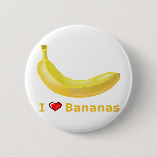 Bóton Redondo 5.08cm Eu amo bananas