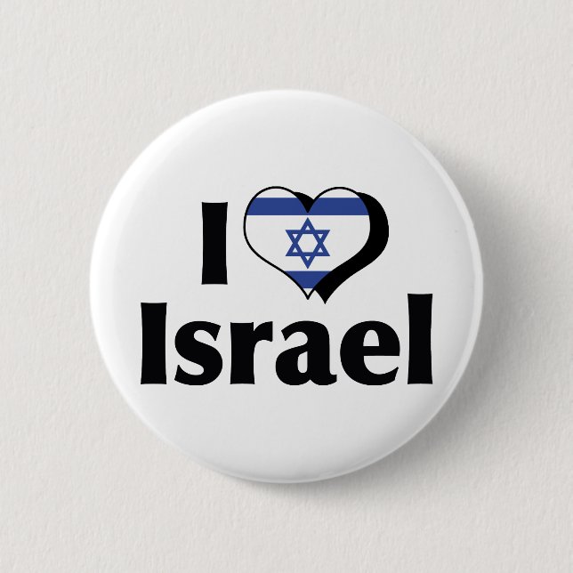 Bóton Redondo 5.08cm Eu Amo Bandeira de Israel (Frente)