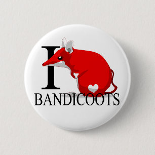 Bóton Redondo 5.08cm Eu amo botões dos Bandicoots