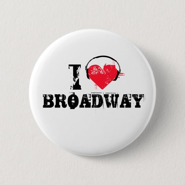 Bóton Redondo 5.08cm Eu amo broadway (Frente)
