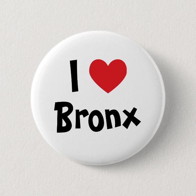 Bóton Redondo 5.08cm Eu Amo Bronx Coração Vermelho (Frente)