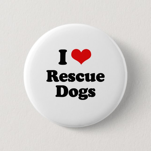 Bóton Redondo 5.08cm Eu amo cães do salvamento (Frente)