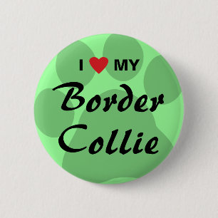 Bóton Redondo 5.08cm Eu amo (coração) meu border collie Pawprint