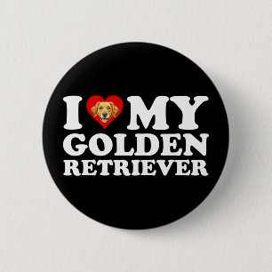 Bóton Redondo 5.08cm Eu Amo (Coração) Meu Golden Retriever