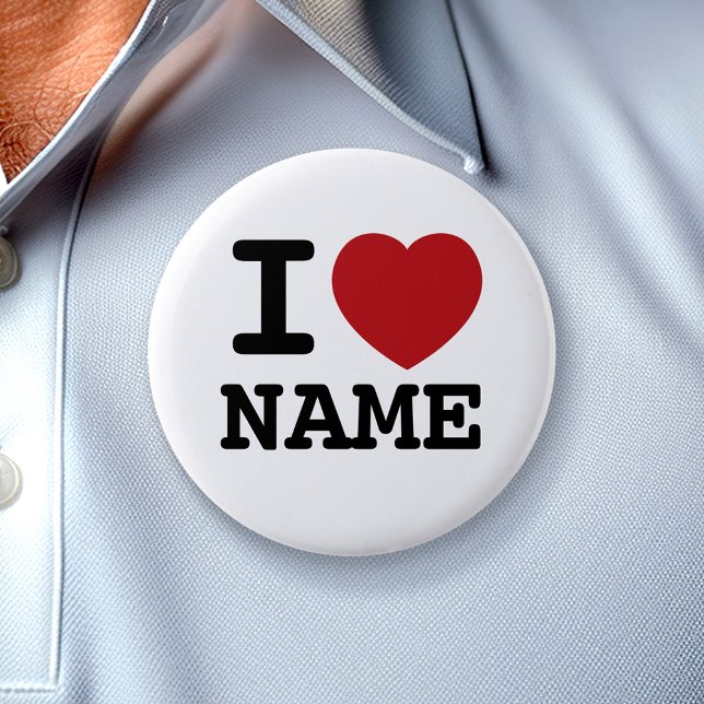 Bóton Redondo 5.08cm Eu amo (coração)... Personalize isto! (Custom Button - I Heart You)