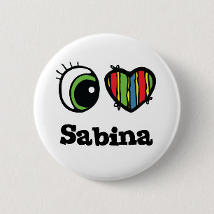 Bóton Redondo 5.08cm Eu Amo (Coração) Sabina