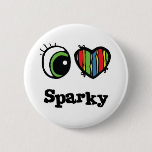 Bóton Redondo 5.08cm Eu Amo (Coração) Sparky